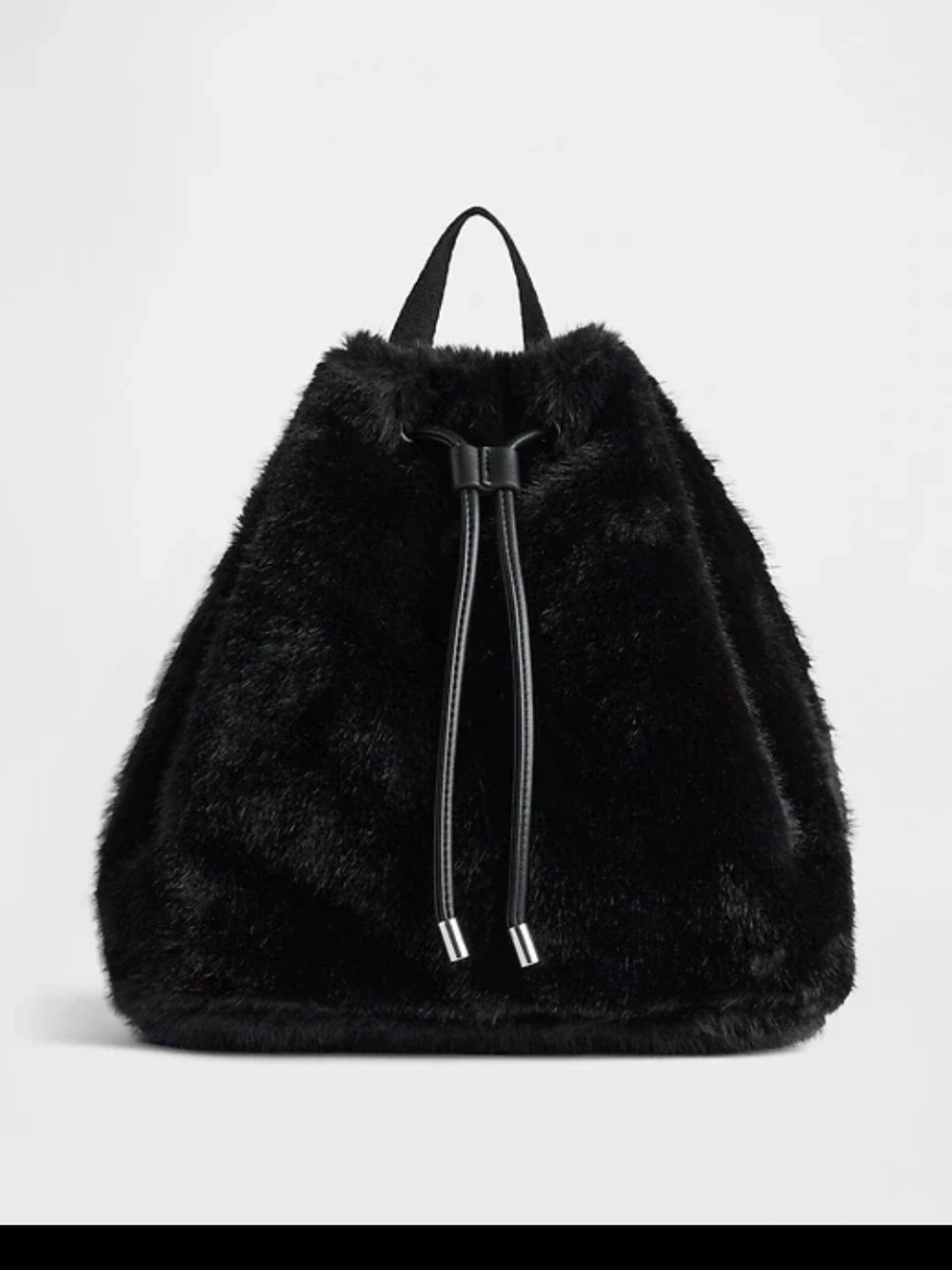 Gap Black Faux Fur Drawstring Backpack